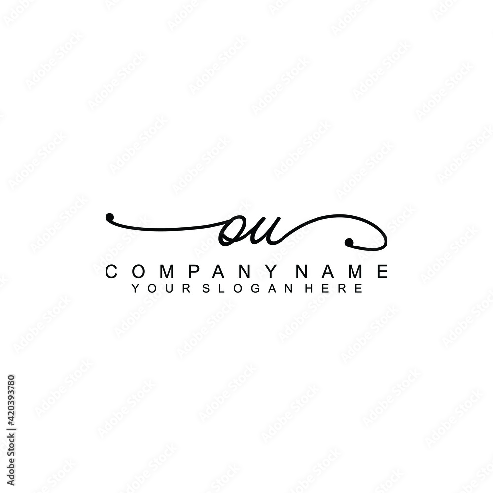 OU beautiful Initial handwriting logo template OU beautiful Initial handwriting logo template