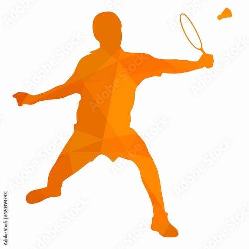 illustration of a badminton player , vector drawing