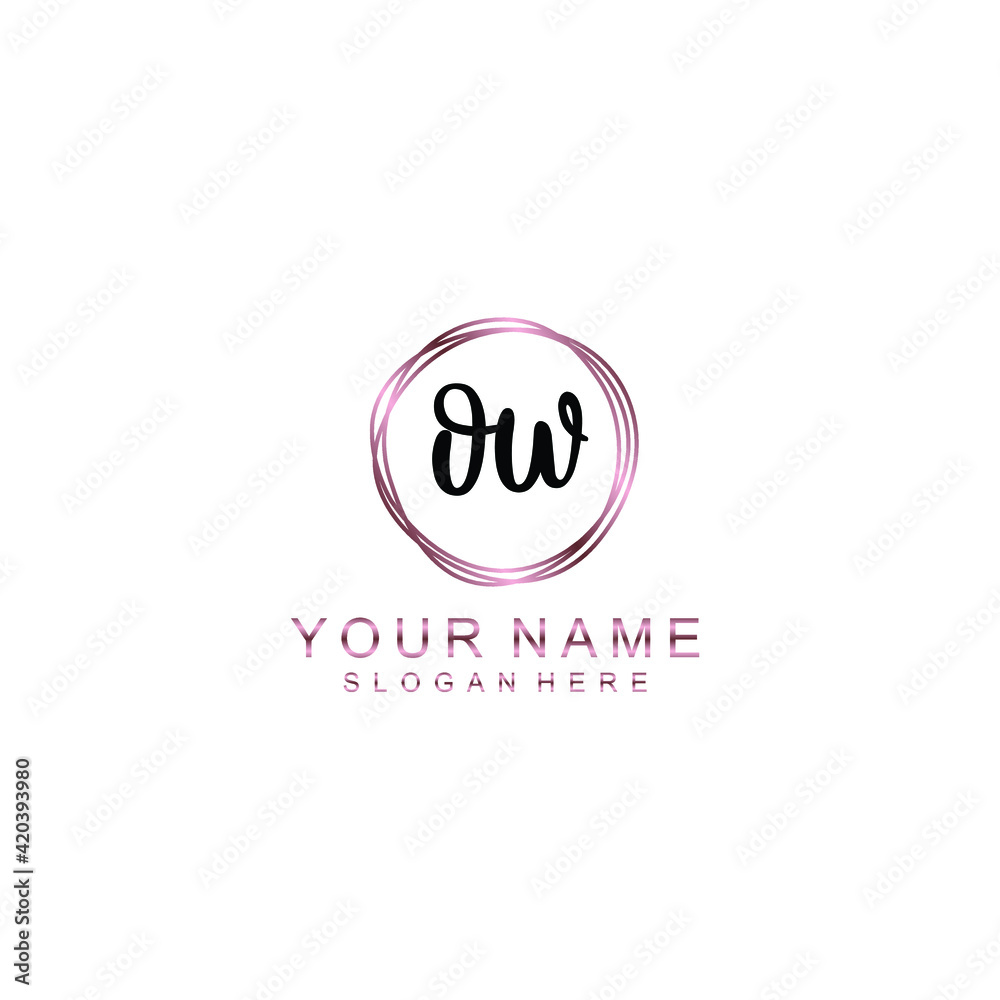 OW beautiful Initial handwriting logo template OW beautiful Initial handwriting logo template