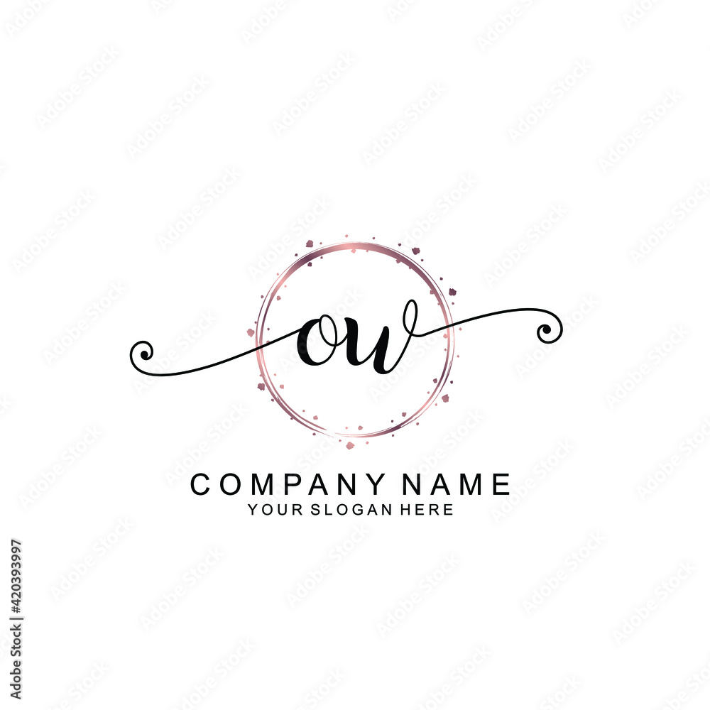 OW beautiful Initial handwriting logo template OW beautiful Initial handwriting logo template