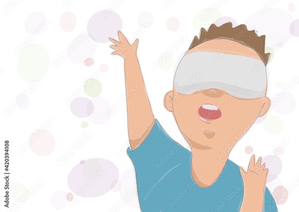 the boy wear Vr headset and enjoy to learn something in virtual reality the boy wear Vr headset and enjoy to learn something in virtual reality