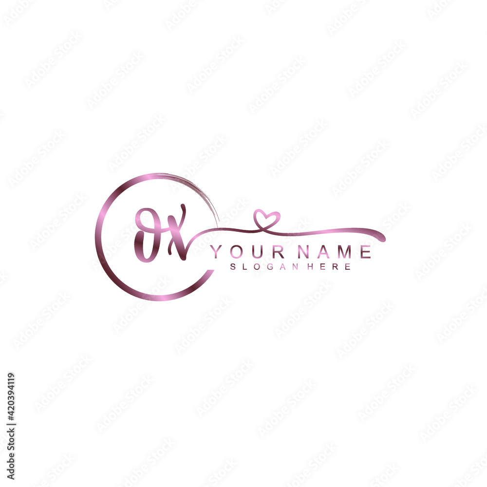 OX beautiful Initial handwriting logo template OX beautiful Initial handwriting logo template