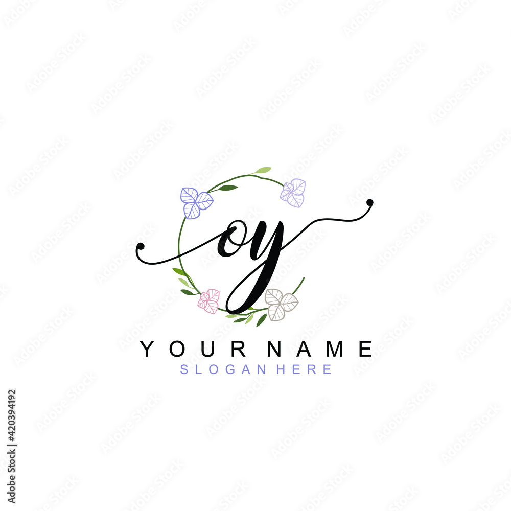 OY beautiful Initial handwriting logo template OY beautiful Initial handwriting logo template