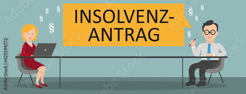 Consulting Woman Notebook Businessman Table Insolvenzantrag