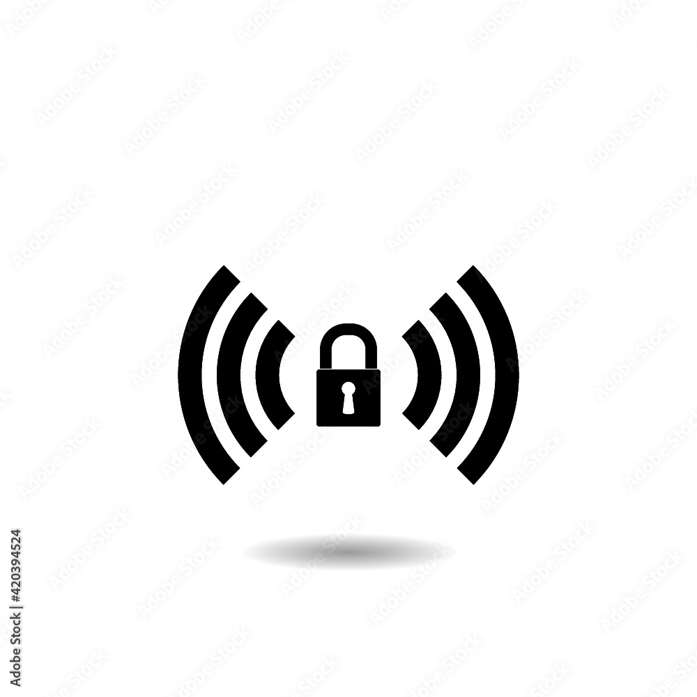 Wifi locked sign icon with shadow Wifi locked sign icon with shadow