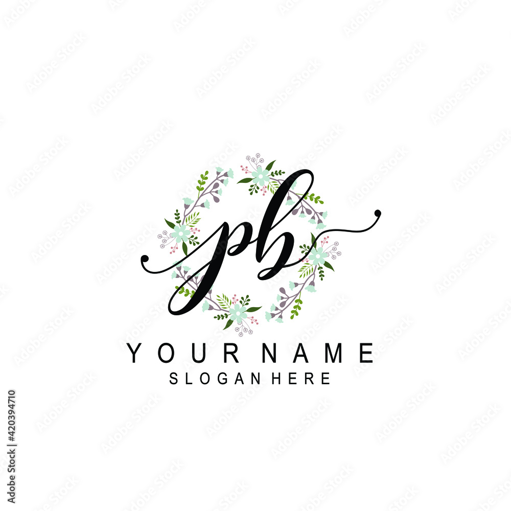 PB beautiful Initial handwriting logo template PB beautiful Initial handwriting logo template