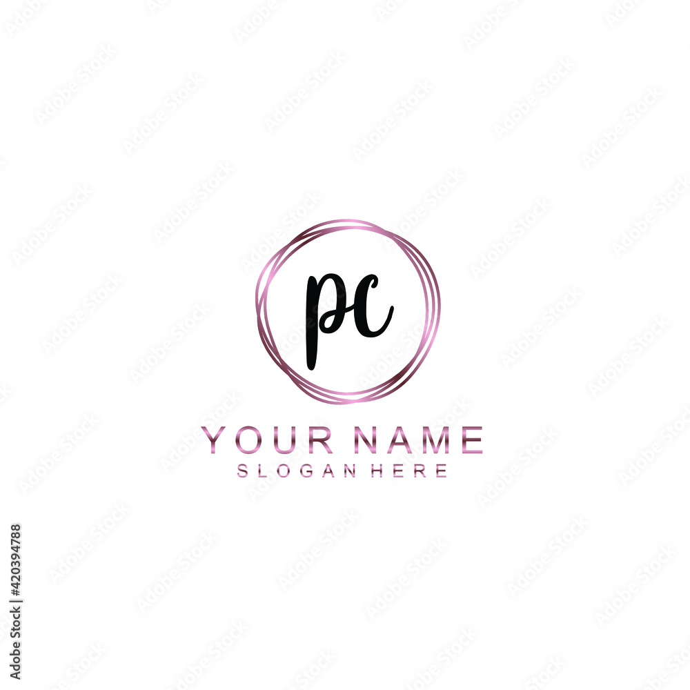PC beautiful Initial handwriting logo template