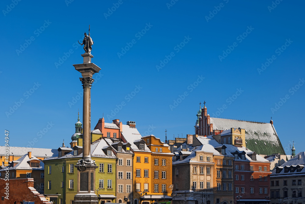 Warsaw Old Town Skyline In Winter, Poland