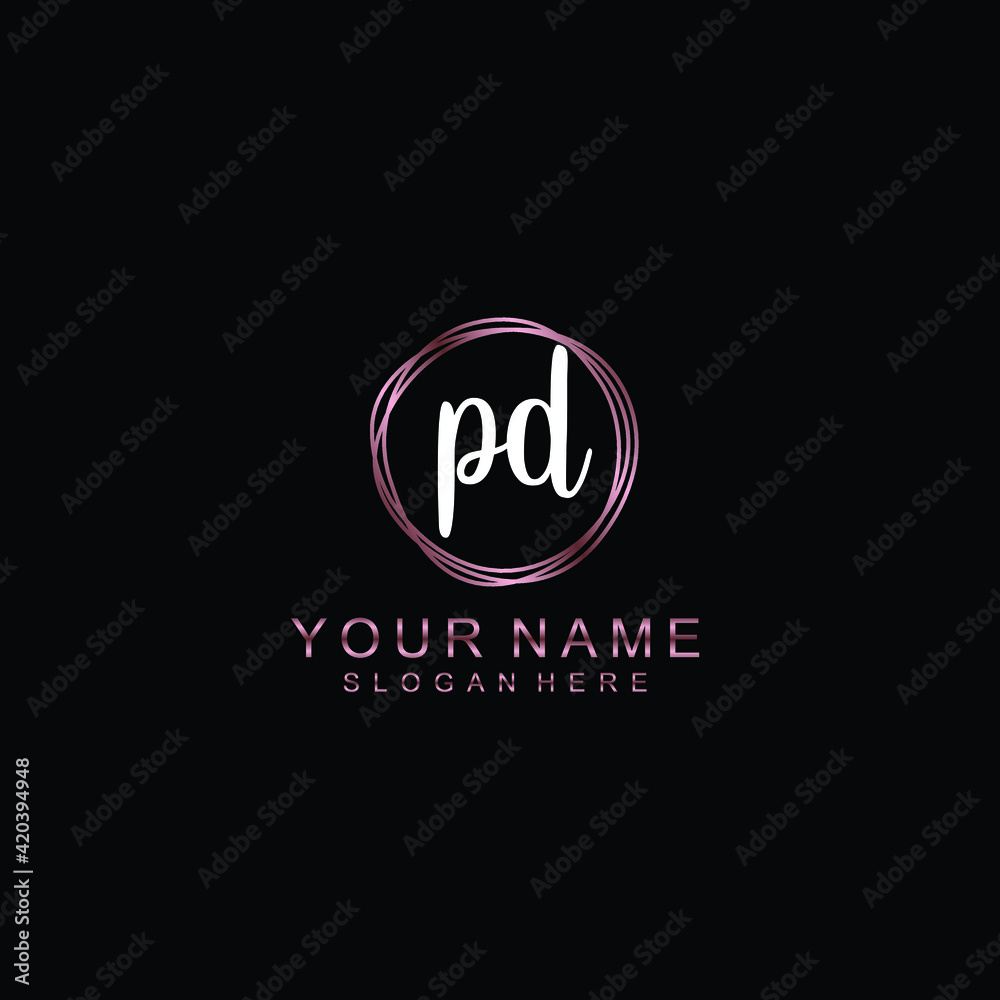 PD beautiful Initial handwriting logo template