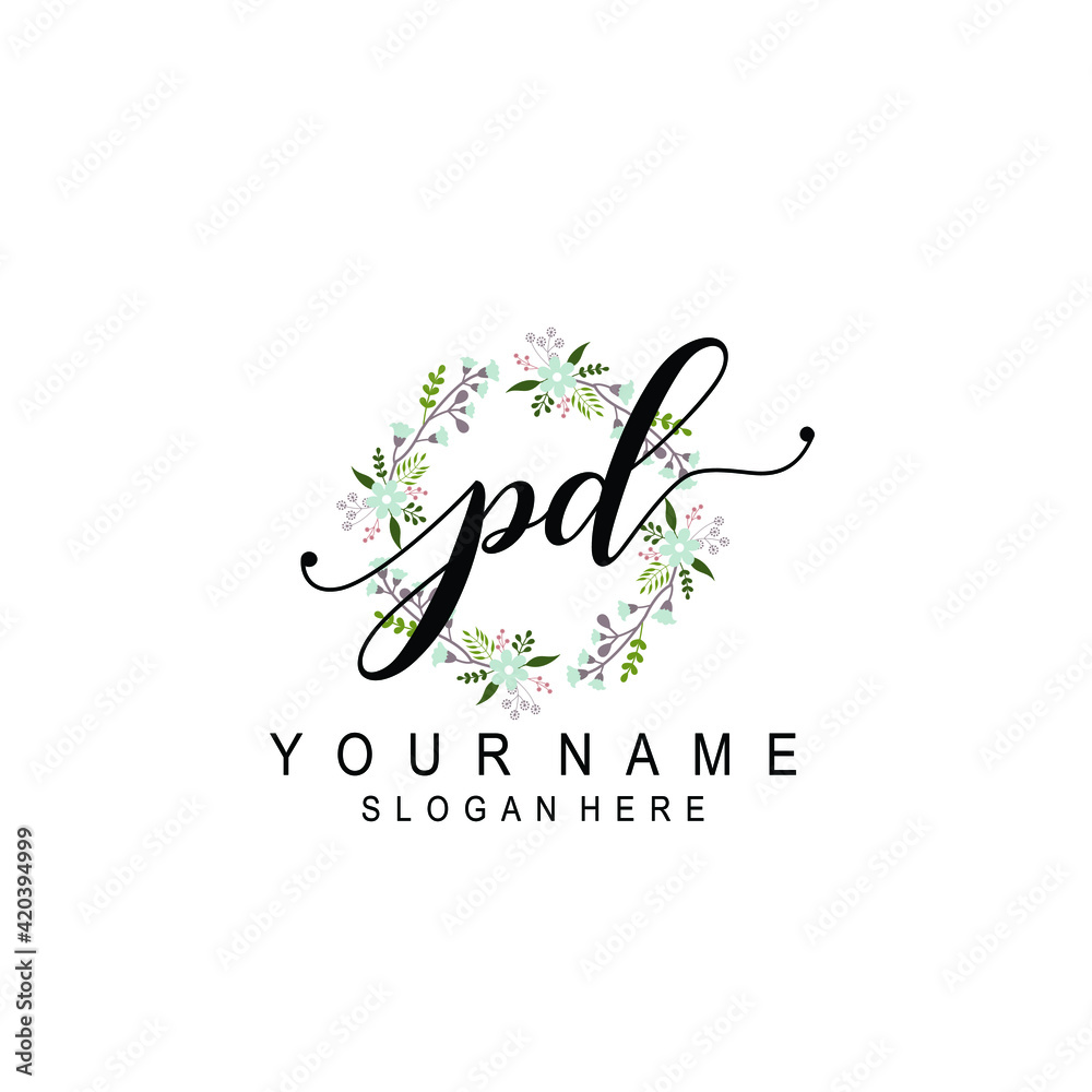 PD beautiful Initial handwriting logo template PD beautiful Initial handwriting logo template