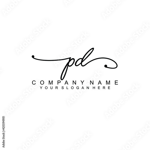 PD beautiful Initial handwriting logo template