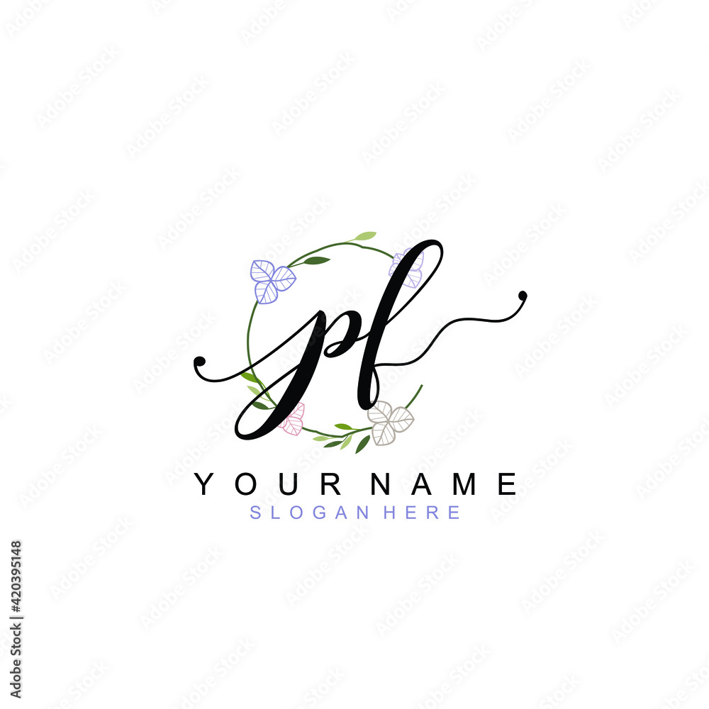 PF beautiful Initial handwriting logo template PF beautiful Initial handwriting logo template