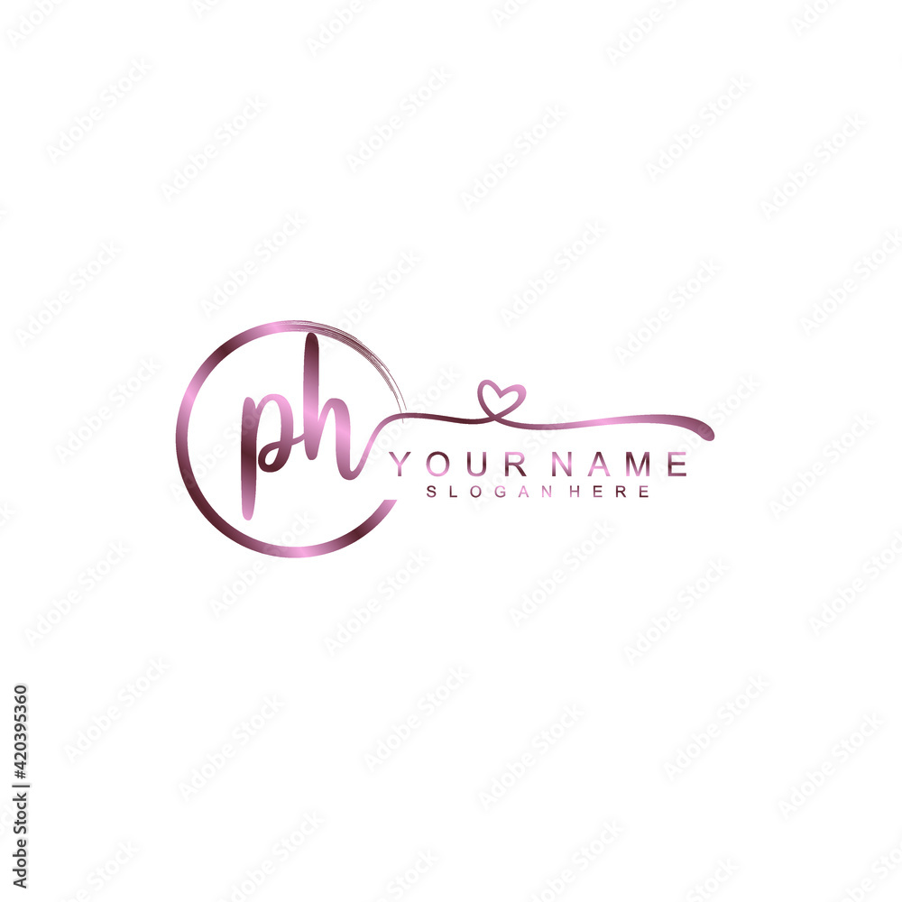 PH beautiful Initial handwriting logo template