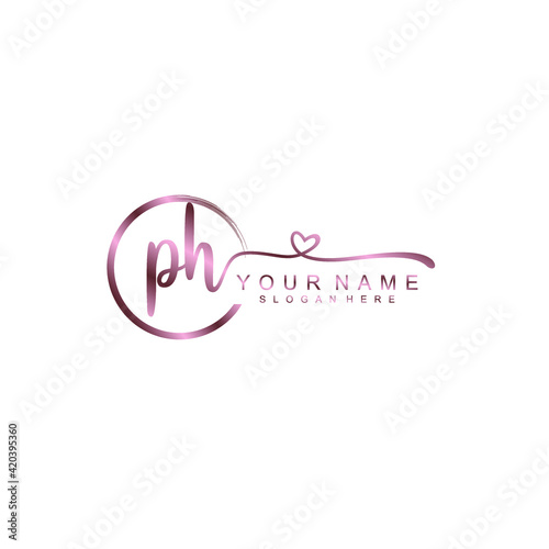 PH beautiful Initial handwriting logo template