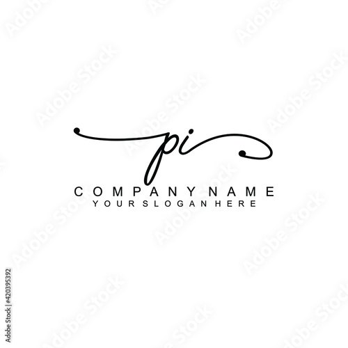 PI beautiful Initial handwriting logo template