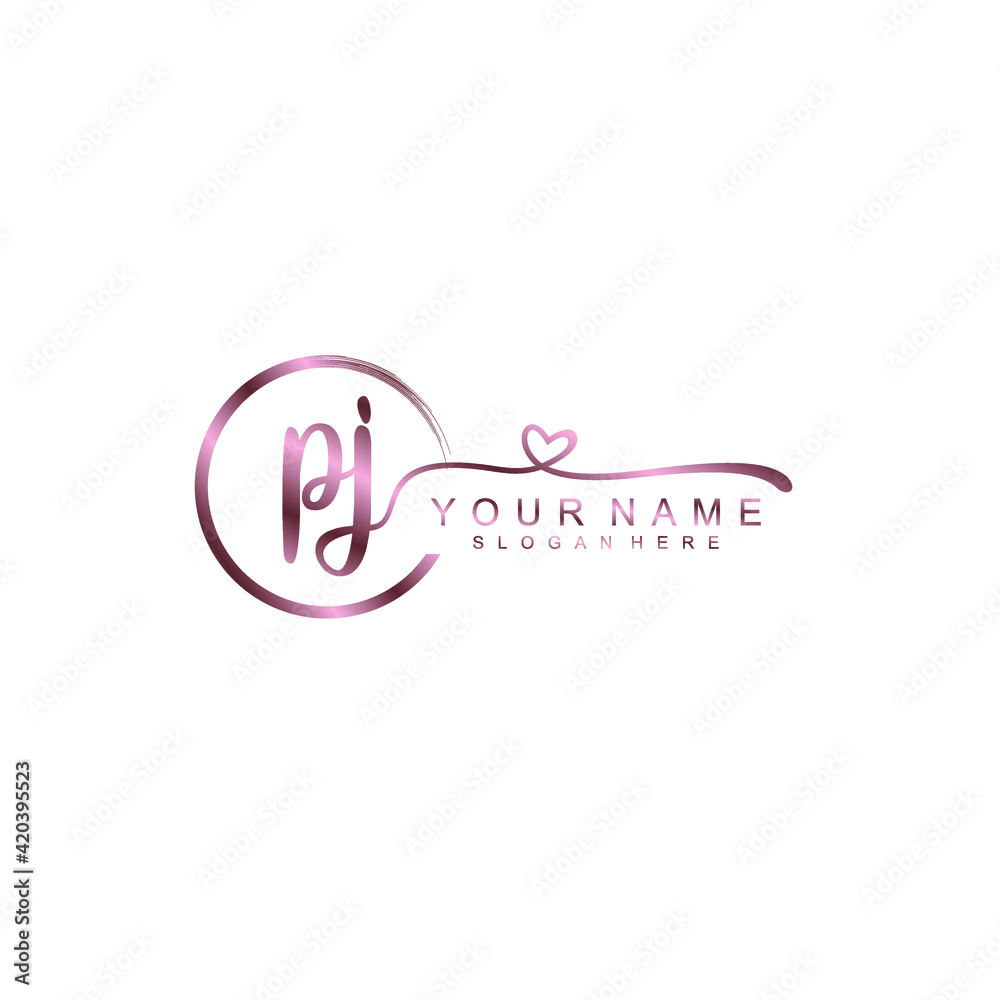 PJ beautiful Initial handwriting logo template PJ beautiful Initial handwriting logo template