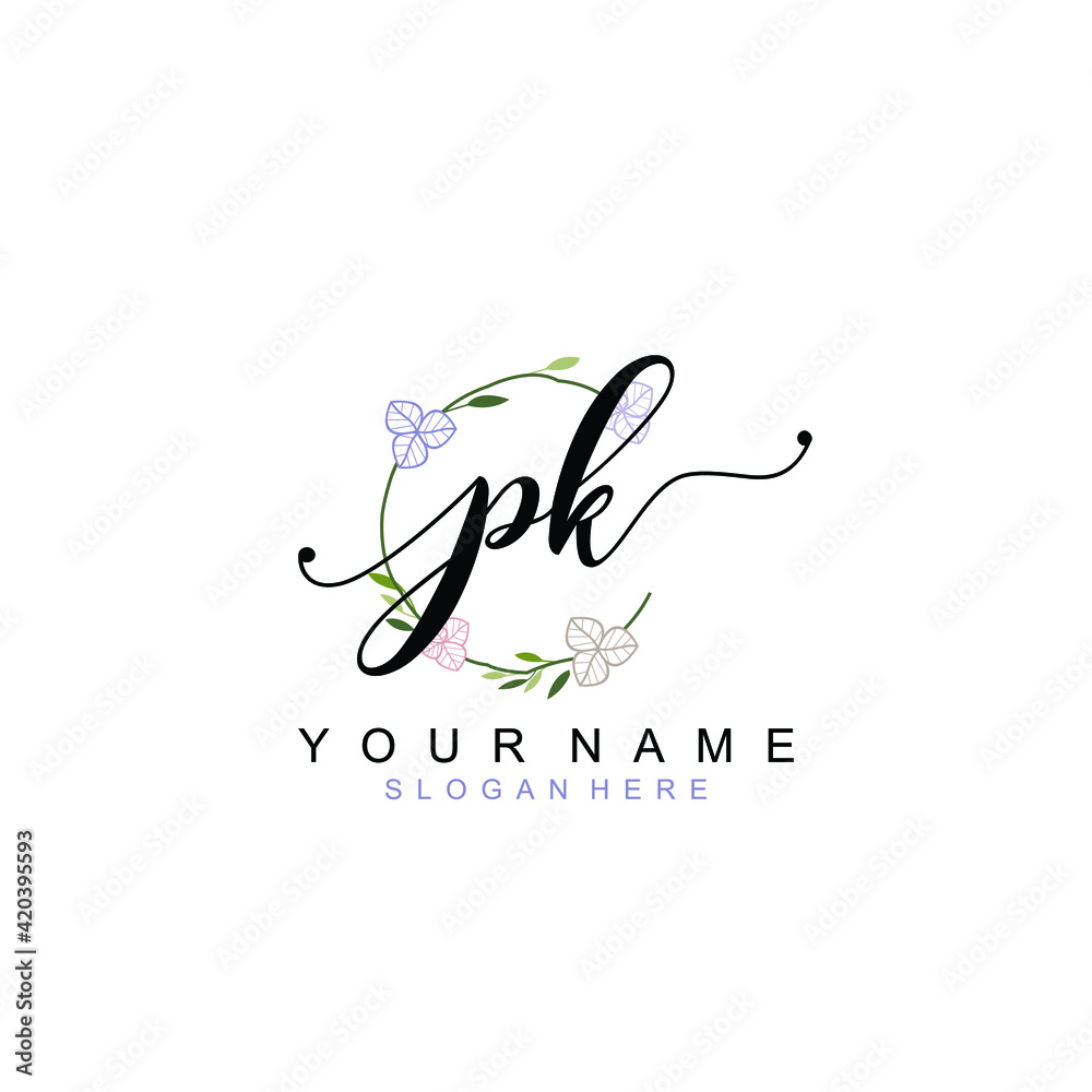 PK beautiful Initial handwriting logo template PK beautiful Initial handwriting logo template