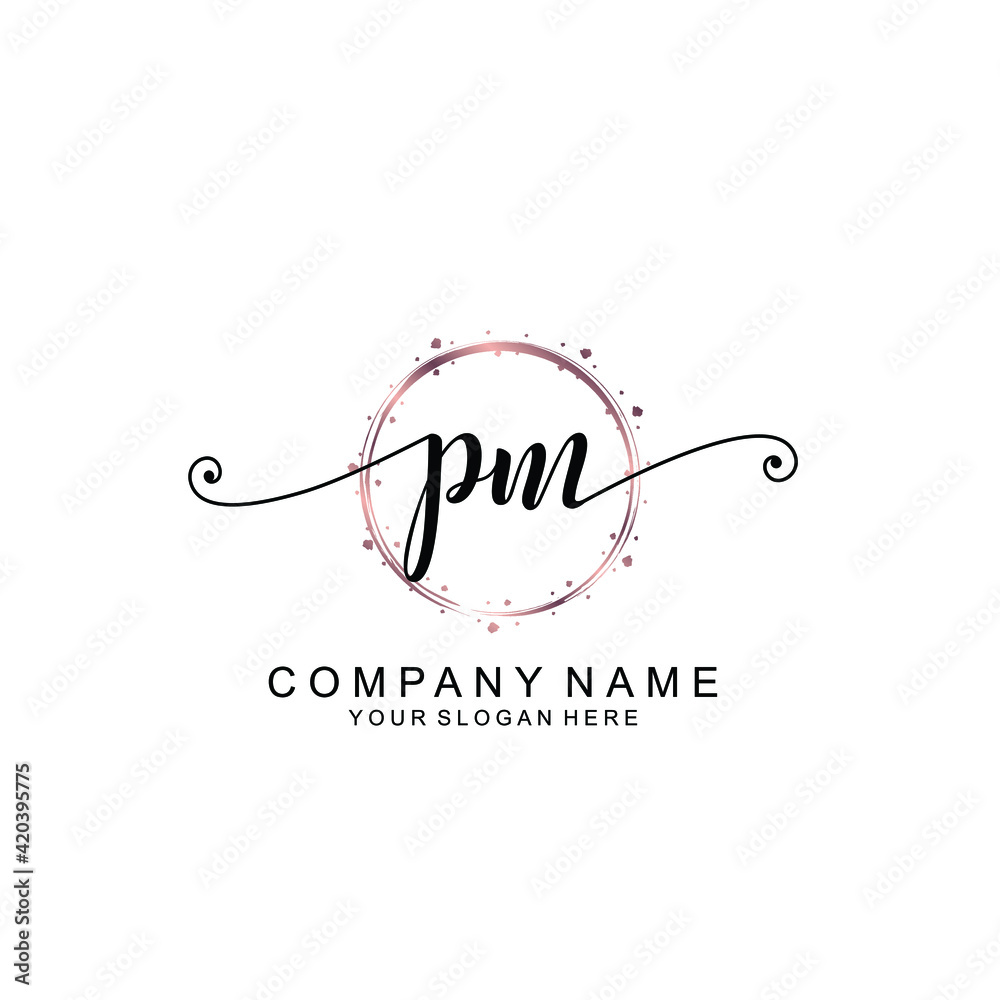 PM beautiful Initial handwriting logo template PM beautiful Initial handwriting logo template