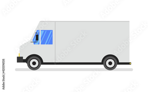 A typical American van or truck used for deliveries. Flat vector illustration.