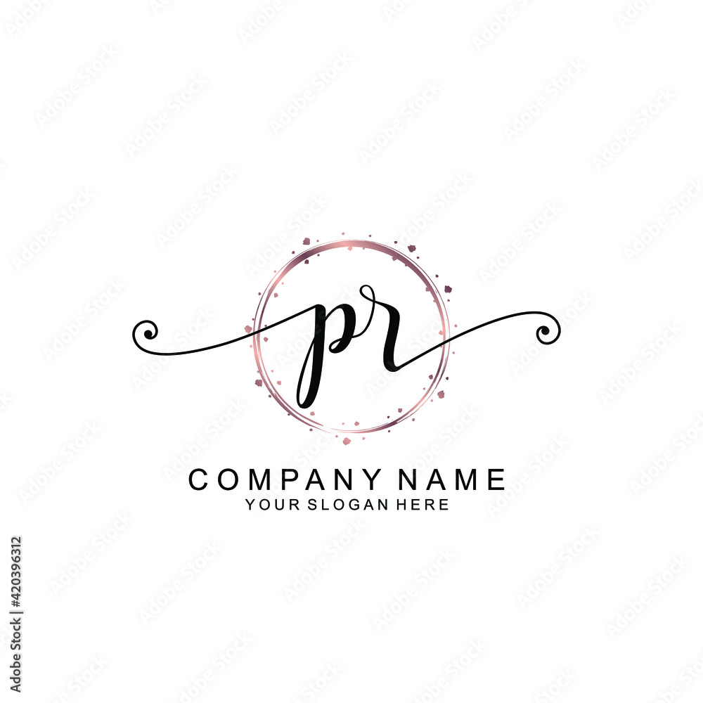 PR beautiful Initial handwriting logo template PR beautiful Initial handwriting logo template