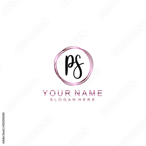 PS beautiful Initial handwriting logo template