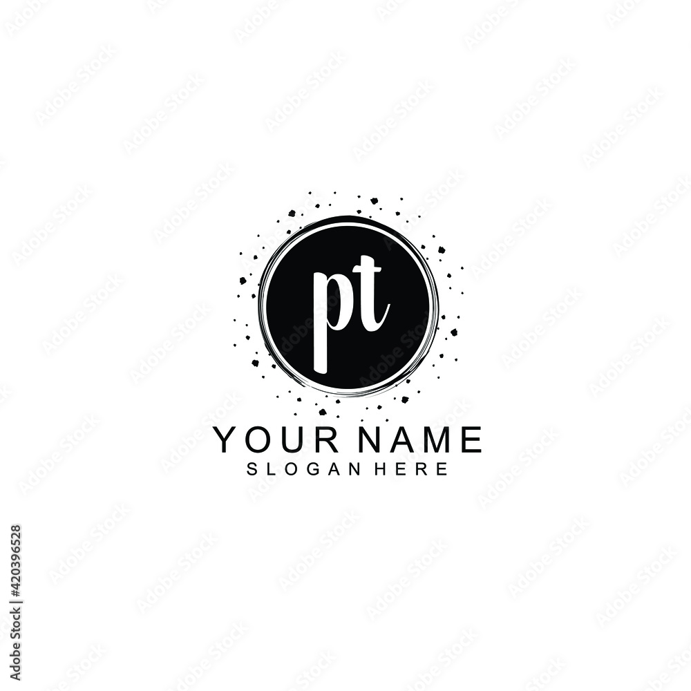 PT beautiful Initial handwriting logo template PT beautiful Initial handwriting logo template