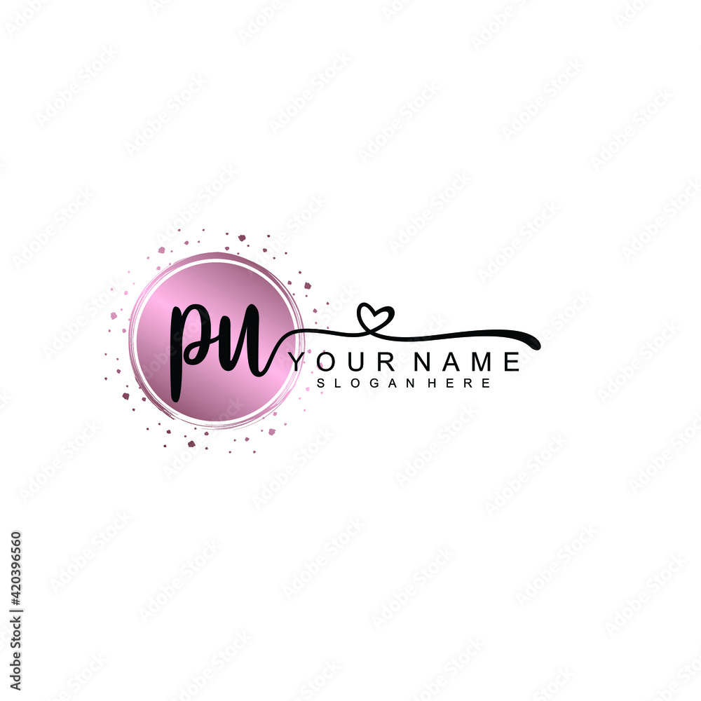 PU beautiful Initial handwriting logo template