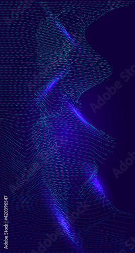 Cyberspace Science Glowing Particles Vector Background.