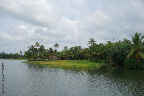 Backwaters network of brackish lagoons in Kerala photo