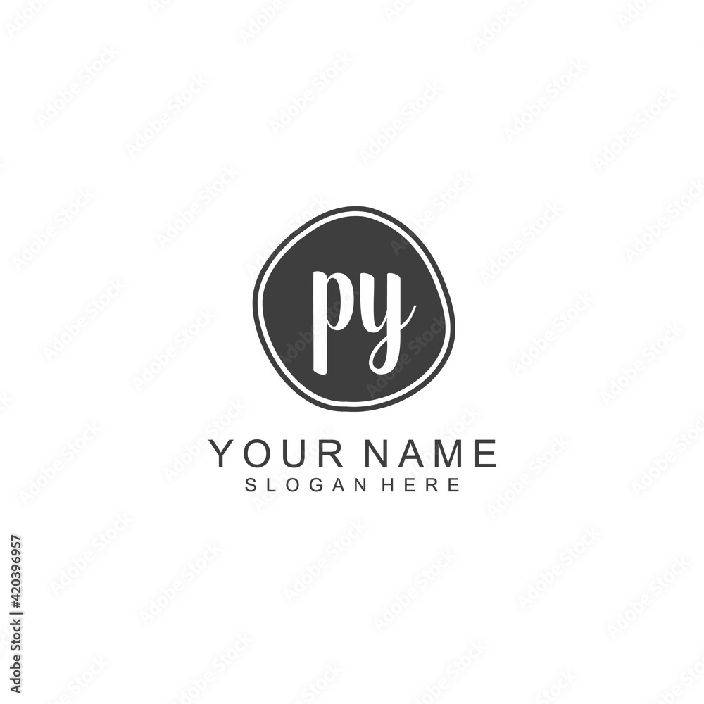 PY beautiful Initial handwriting logo template PY beautiful Initial handwriting logo template