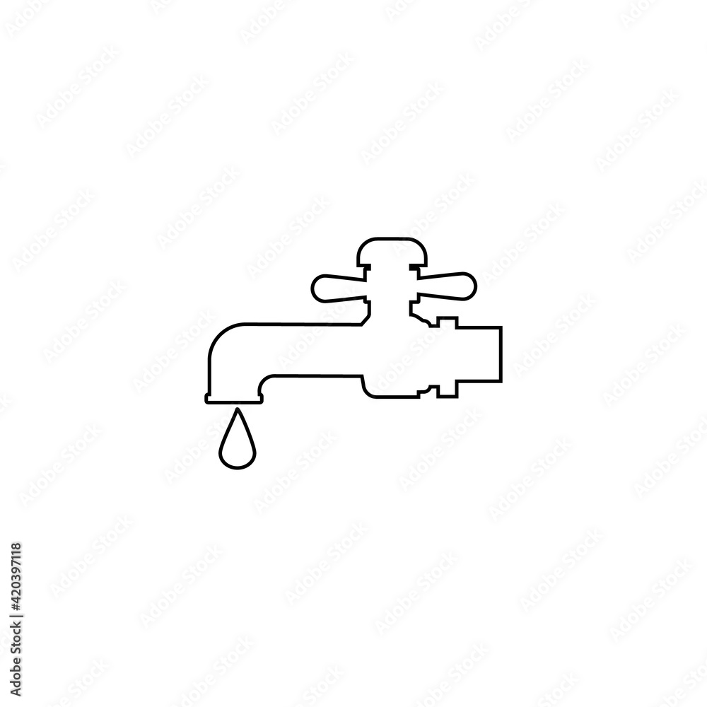 Faucet vector icon. Thin line icon isolated on white background for graphic and web design. Faucet vector icon. Thin line icon isolated on white background for graphic and web design.