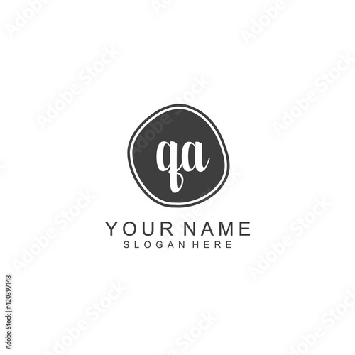 QA beautiful Initial handwriting logo template