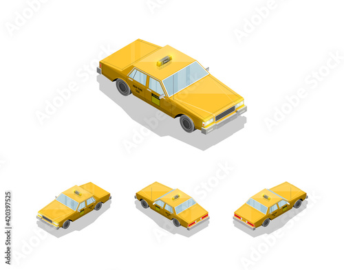 Flat isometric high-quality city transport car. Quality city service transport. 3d illustration vector