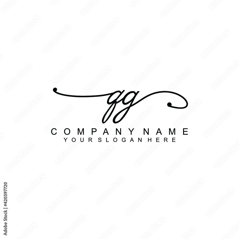 QG beautiful Initial handwriting logo template QG beautiful Initial handwriting logo template