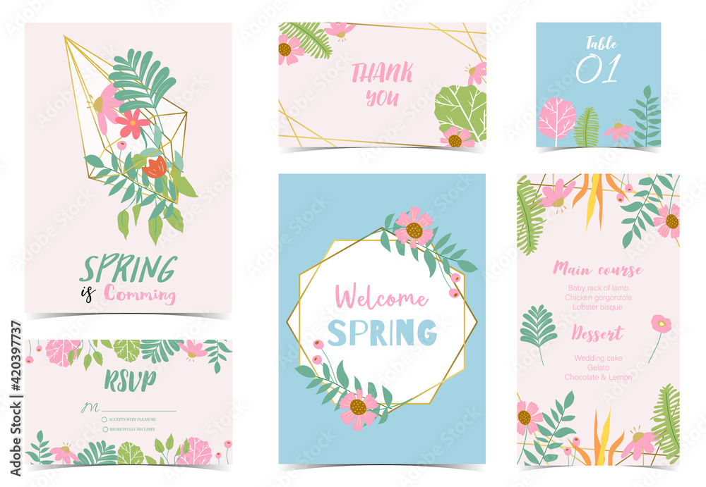 Collection of spring holiday with flower.Editable vector illustration for website, invitation,postcard and banner