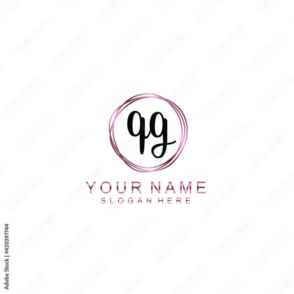 QG beautiful Initial handwriting logo template QG beautiful Initial handwriting logo template