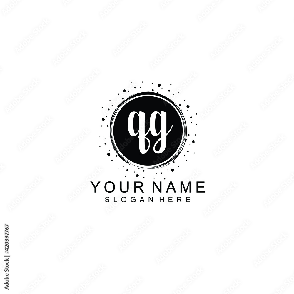 QG beautiful Initial handwriting logo template QG beautiful Initial handwriting logo template