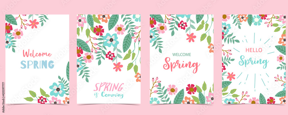 Collection of spring holiday with flower.Editable vector illustration for website, invitation,postcard and banner