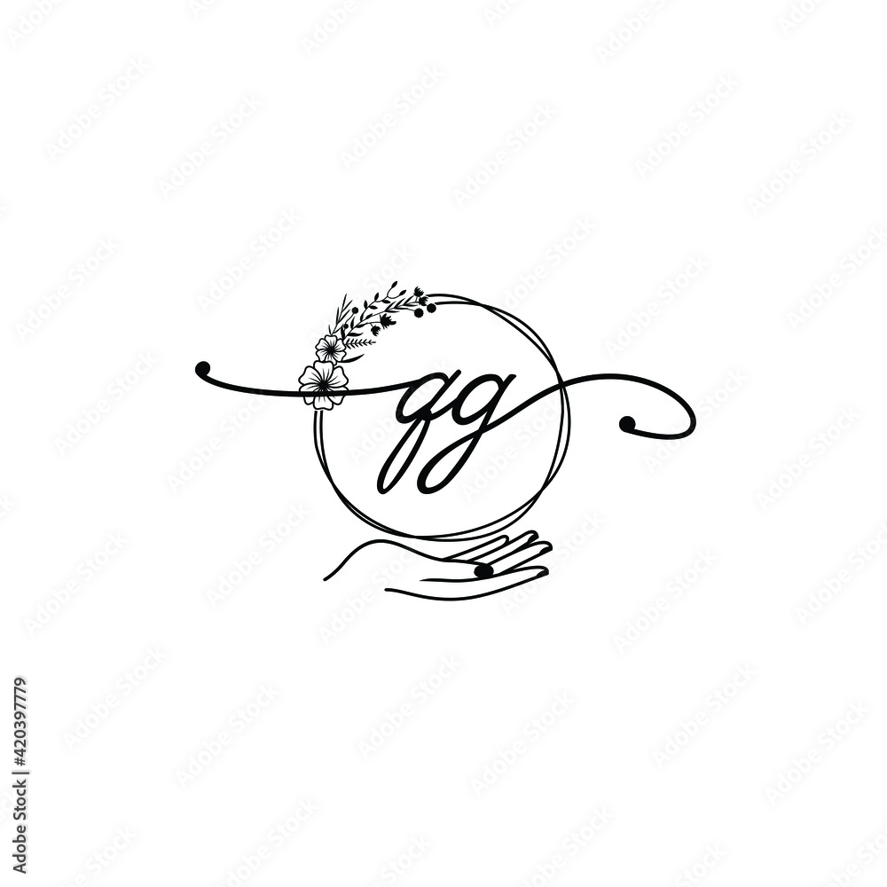 QG beautiful Initial handwriting logo template