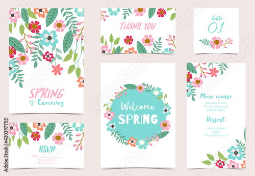 Collection of spring holiday with flower.Editable vector illustration for website  invitation postcard and banner
