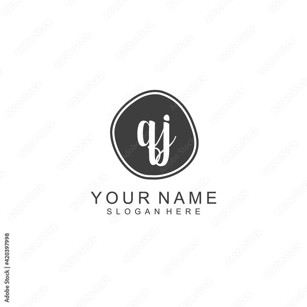 QJ beautiful Initial handwriting logo template QJ beautiful Initial handwriting logo template