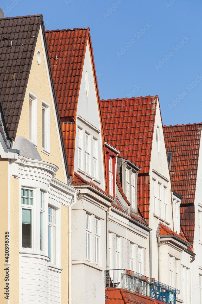 Fototapeta premium Häuserzeile, Reihenhäuser, Wohngebäude, Bremen, Deutschland, Europa