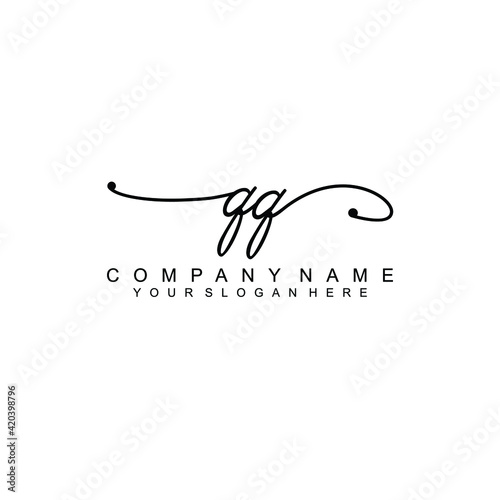 QQ beautiful Initial handwriting logo template