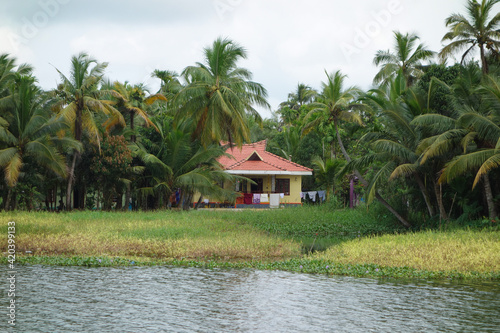 Backwaters network of brackish lagoons in Kerala photo