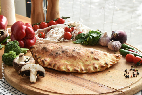 traditional italian pastries calzone with meat