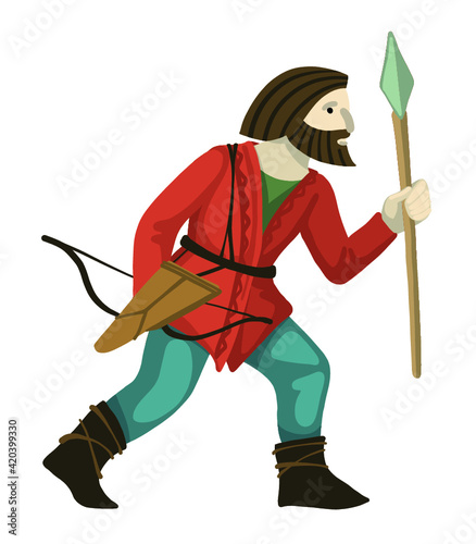 Hand drawing of a Scythian warrior with a spear and a bow