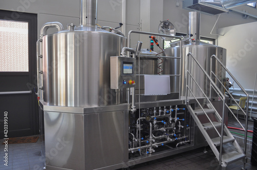 beer fermenter in brewery photo