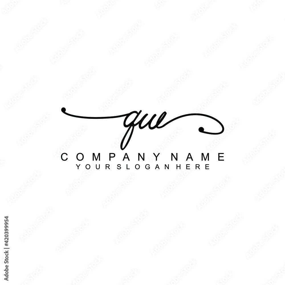 QW beautiful Initial handwriting logo template QW beautiful Initial handwriting logo template