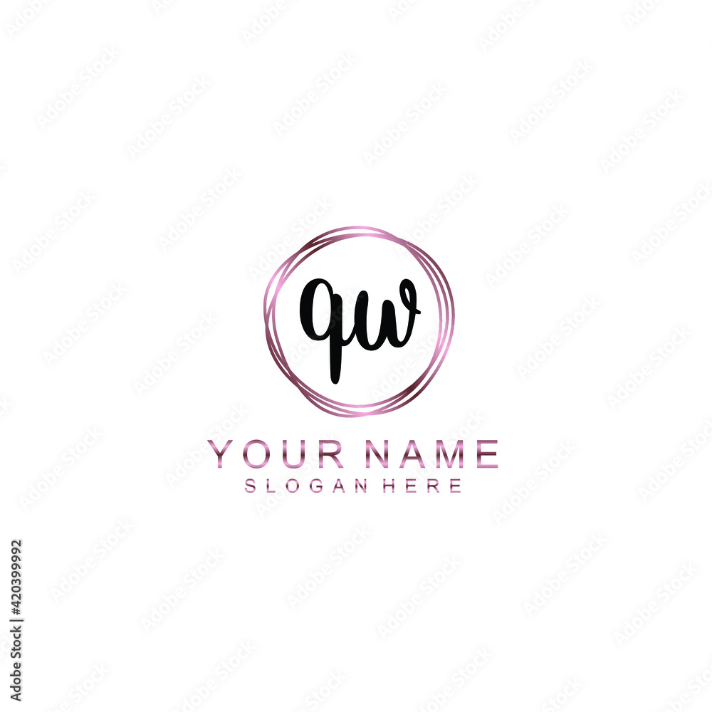 QW beautiful Initial handwriting logo template QW beautiful Initial handwriting logo template