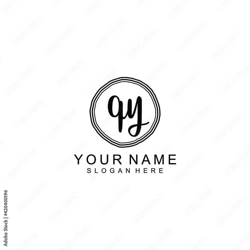 QY beautiful Initial handwriting logo template QY beautiful Initial handwriting logo template